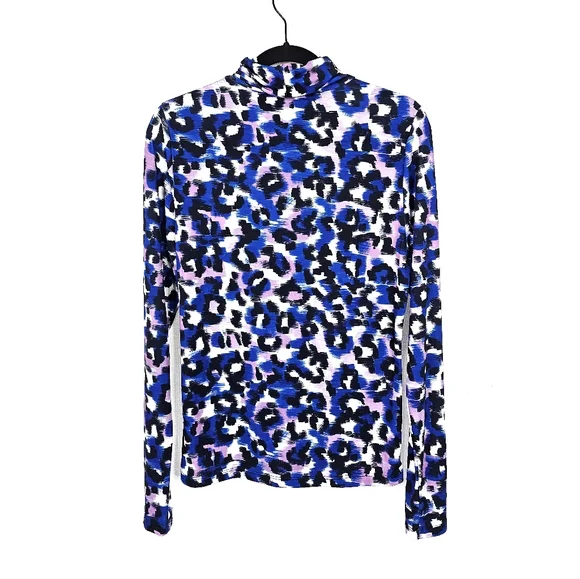 Essentiel Antwerp Leopard Print Turtleneck Top - Blue and Purple - Picture 3 of 5